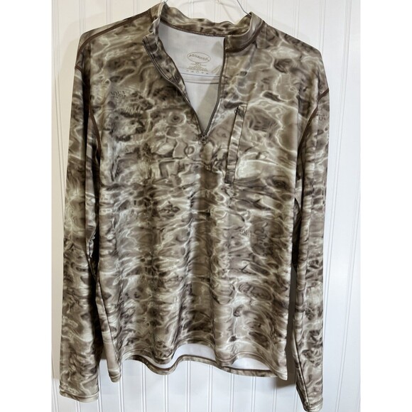 Aquawear Camo Long Sleeve Fishing/Outdoor short. 1/4 Zip Front W/ Pocket.Sz Lg. - Picture 2 of 12